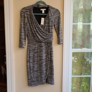 WHBM Stretch Charcoal Gray Wrap Dress